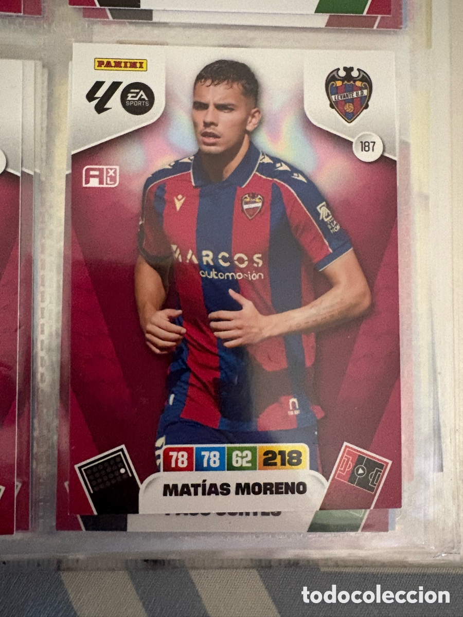 Cromos de f&uacute;tbol: 187 MAT&Iacute;AS MORENO DEL LEVANTE 25 26 ADRENALYN XL 2025 2026