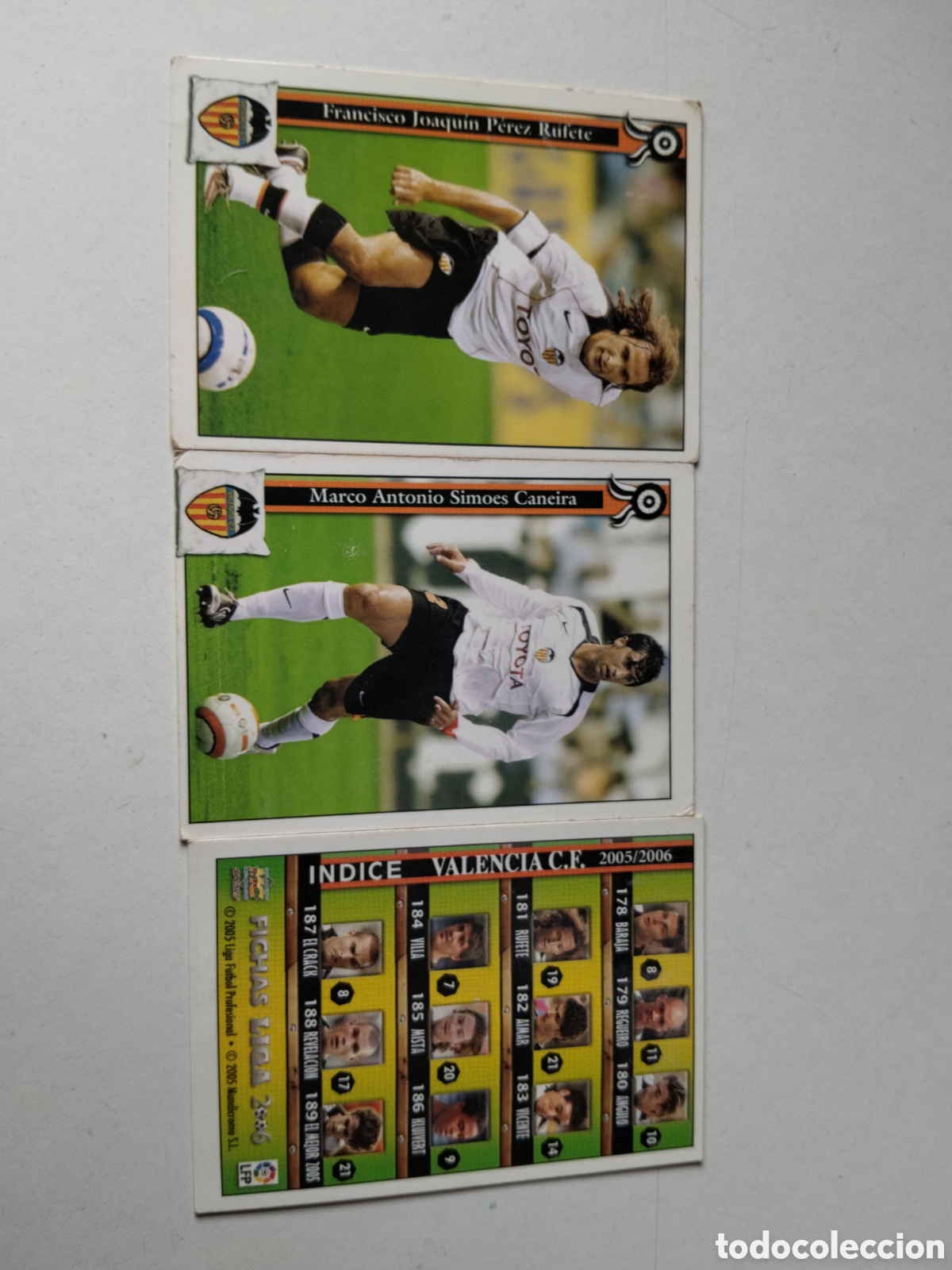 Cromos de f&uacute;tbol: 3 Cromos Valencia F.C. 2005/2006
