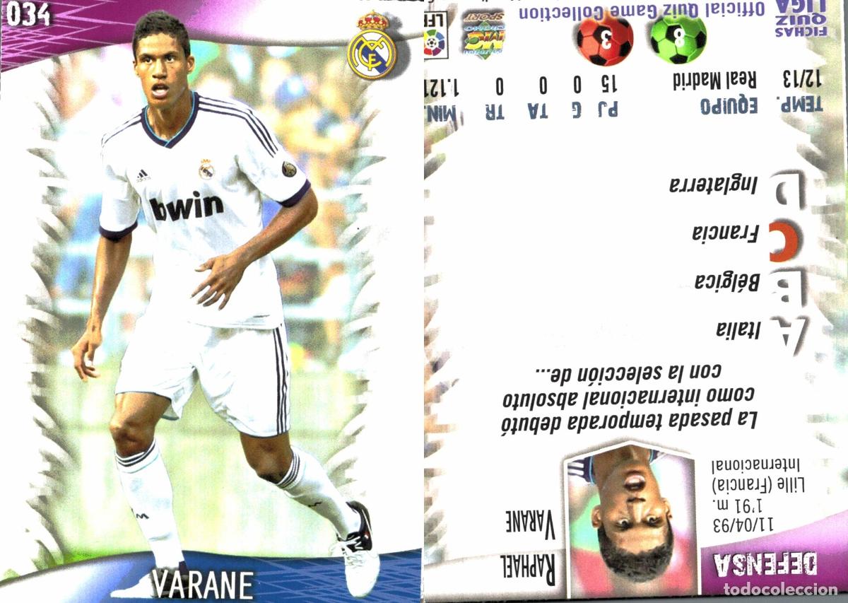 Cromos de f&uacute;tbol: Cromo Varane Real Madrid C.F. Mundicromo Las Fichas de La Liga 2013-2014