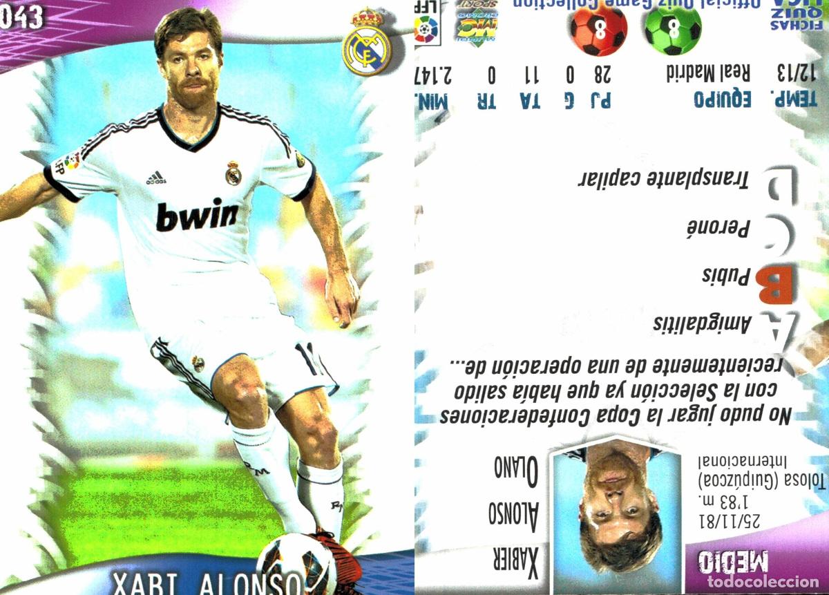 Cromos de f&uacute;tbol: Cromo Xabi Alonso Real Madrid C.F. Mundicromo Las Fichas de La Liga 2013-2014