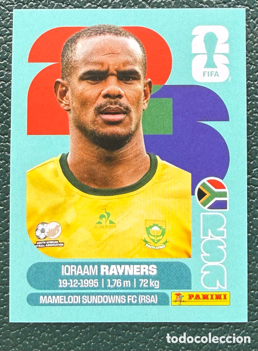 Cartes &agrave; collectionner de Football: RSA 18 IQRAAM RAYNERS SUDAFRICA CROMOS ALBUM FIFA WORLD CUP MUNDIAL 2026 PANINI