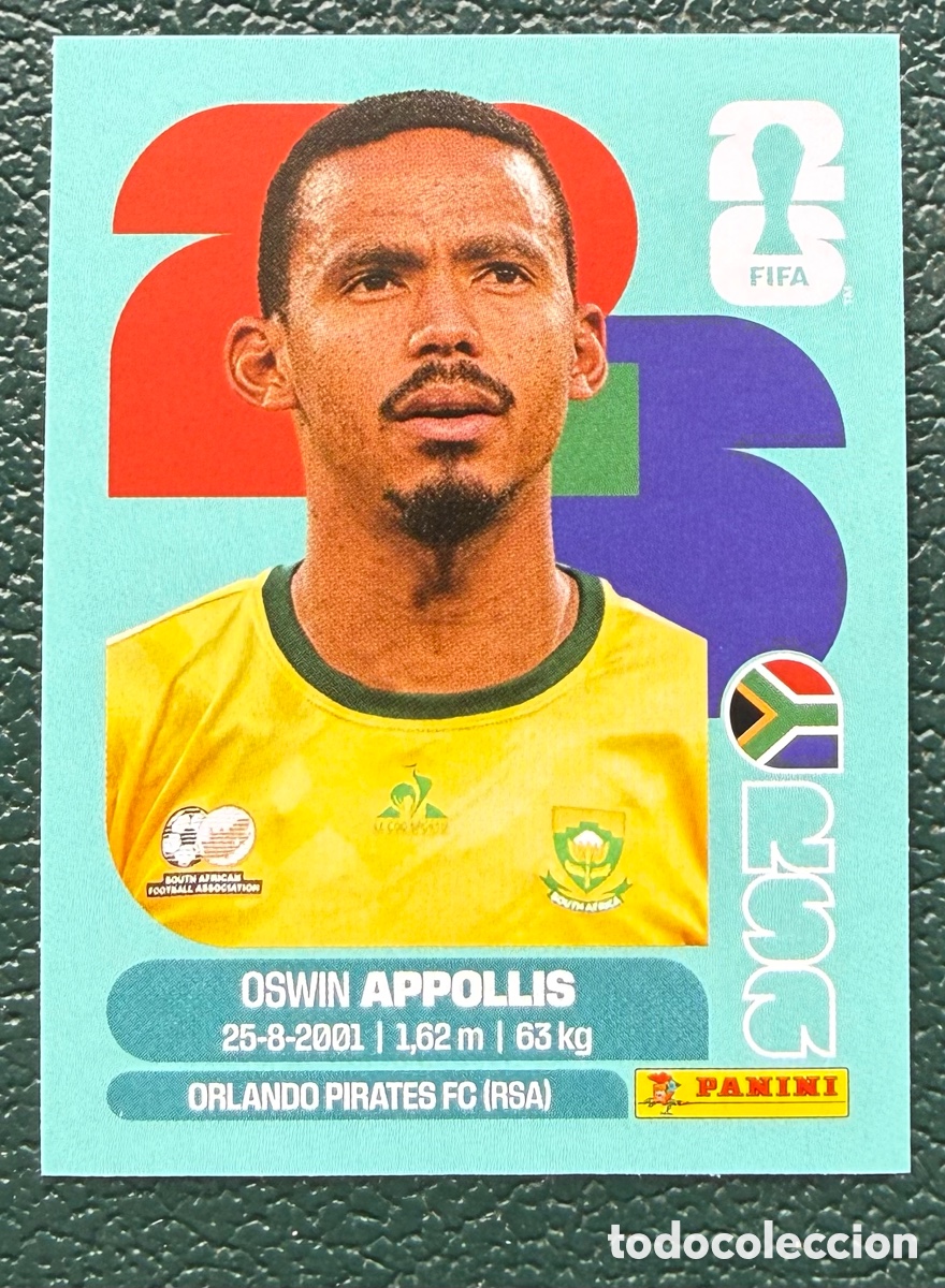Cartes &agrave; collectionner de Football: RSA 20 OSWIN APPOLLIS SUDAFRICA CROMOS ALBUM FIFA WORLD CUP MUNDIAL 2026 PANINI