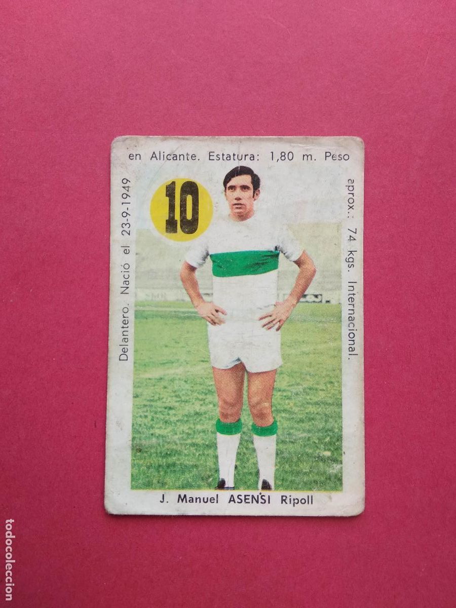 Cromos de f&uacute;tbol: CROMOS EDITORIAL FHER LIGA DE FUTBOL 1969 69 ASES Y ESTRELLAS CROMO ELCHE N&ordm; 10 ASENSI