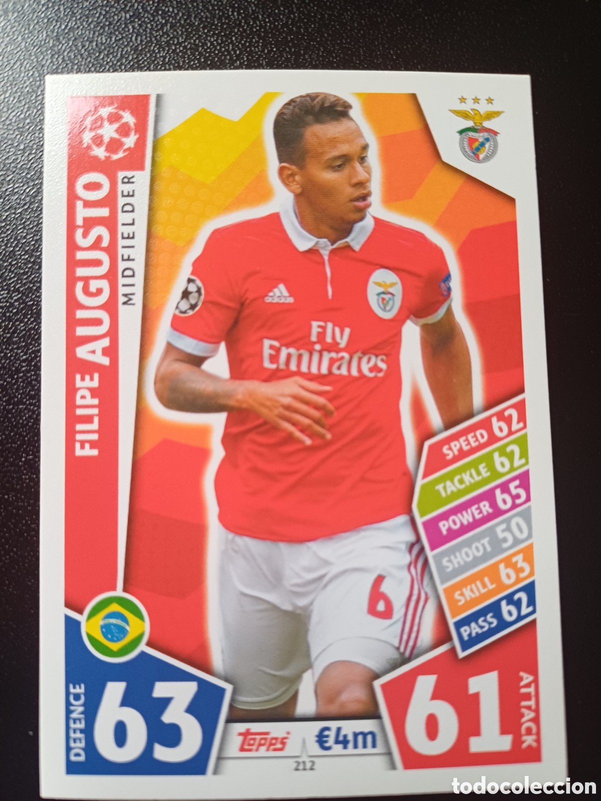 Cartes &agrave; collectionner de Football: #212 FILIPE AUGUSTO SL BENFICA TOPPS MATCH ATTAX 2017/18