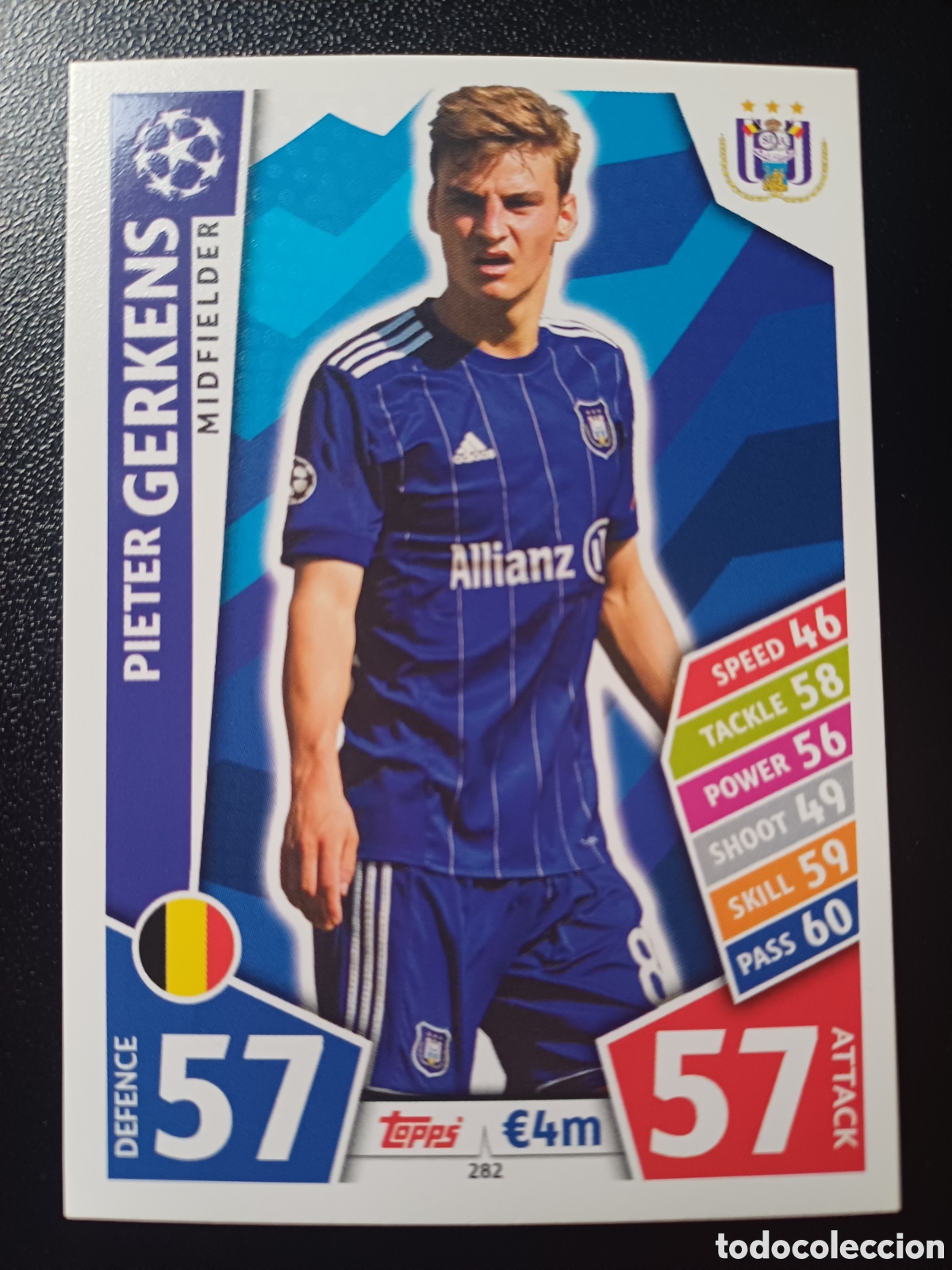 Cromos de f&uacute;tbol: #282 PIETER GERKENS RSC ANDERLECHT TOPPS MATCH ATTAX 2017/18