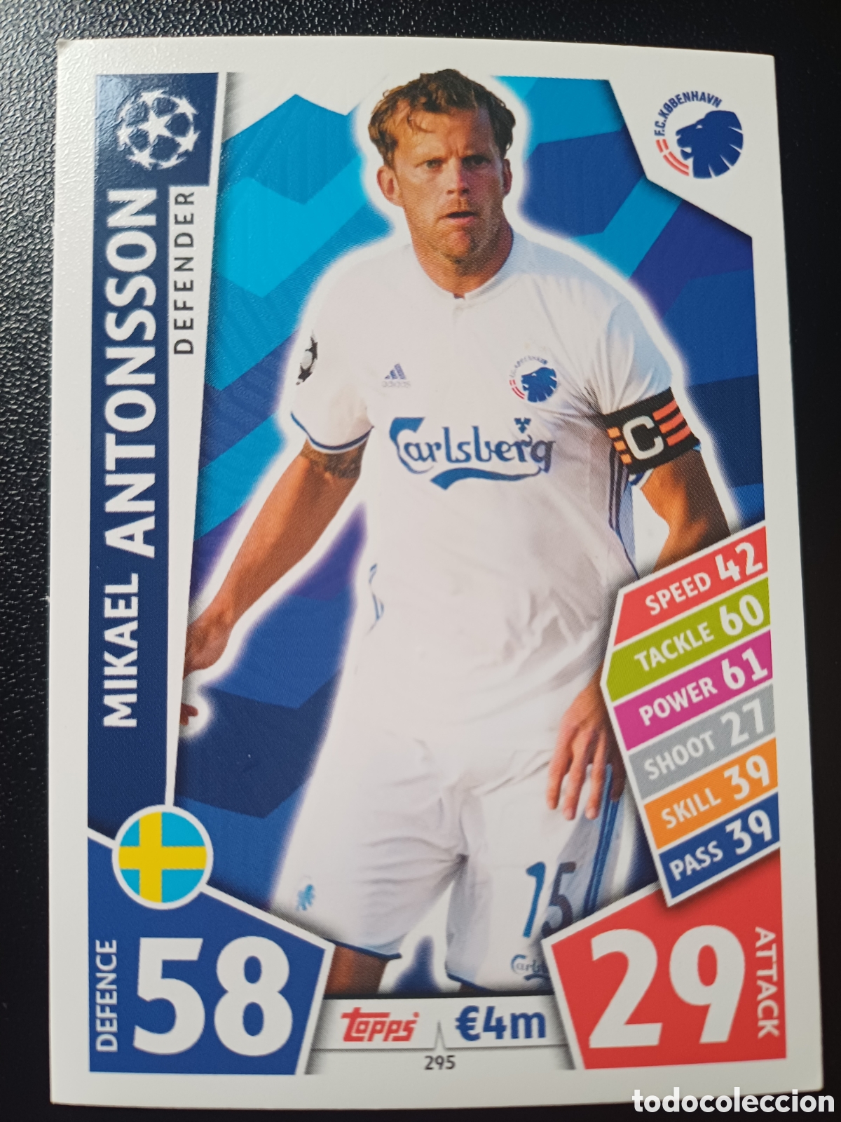 Cromos de f&uacute;tbol: #295 MIKAEL ANTONSSON FC KOBENHAVN TOPPS MATCH ATTAX 2017/18