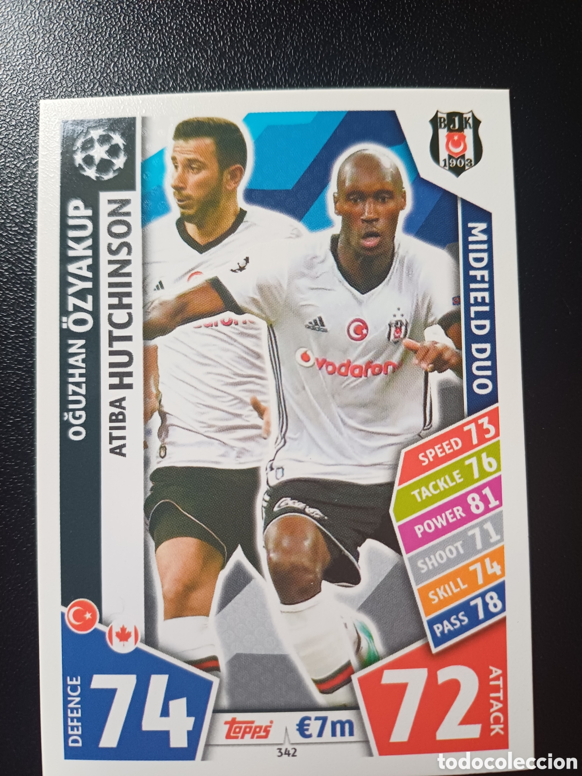 Cromos de f&uacute;tbol: #342 OZYAKUP HUTCHINSON MIDFIELD DUO BESIKTAS JK TOPPS MATCH ATTAX 2017/18