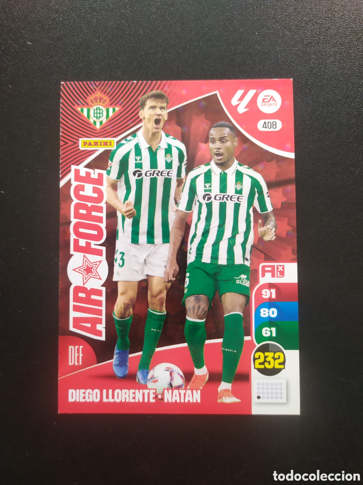 Cromos de f&uacute;tbol: Adrenalyn 2024 2025 24 25 panini Diego Llorente Natan air force n&deg; 408 Real Betis