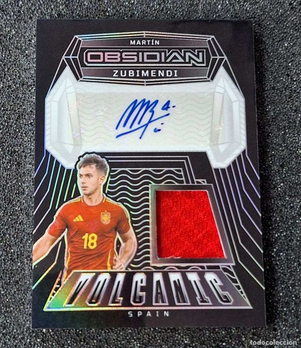 Cromos de f&uacute;tbol: Martin Zubimendi Espa&ntilde;a Panini Obsidian 2024-25 Volcanic Material Signatures 78/199 Auto Patch