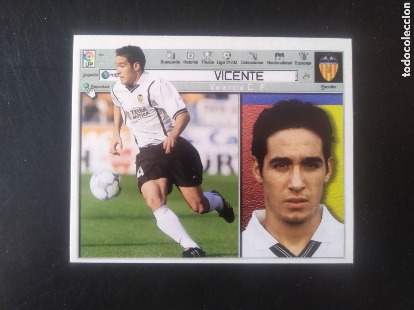 Cartes &agrave; collectionner de Football: Liga este 2001 2002 01 02 Vicente Valencia sin pegar