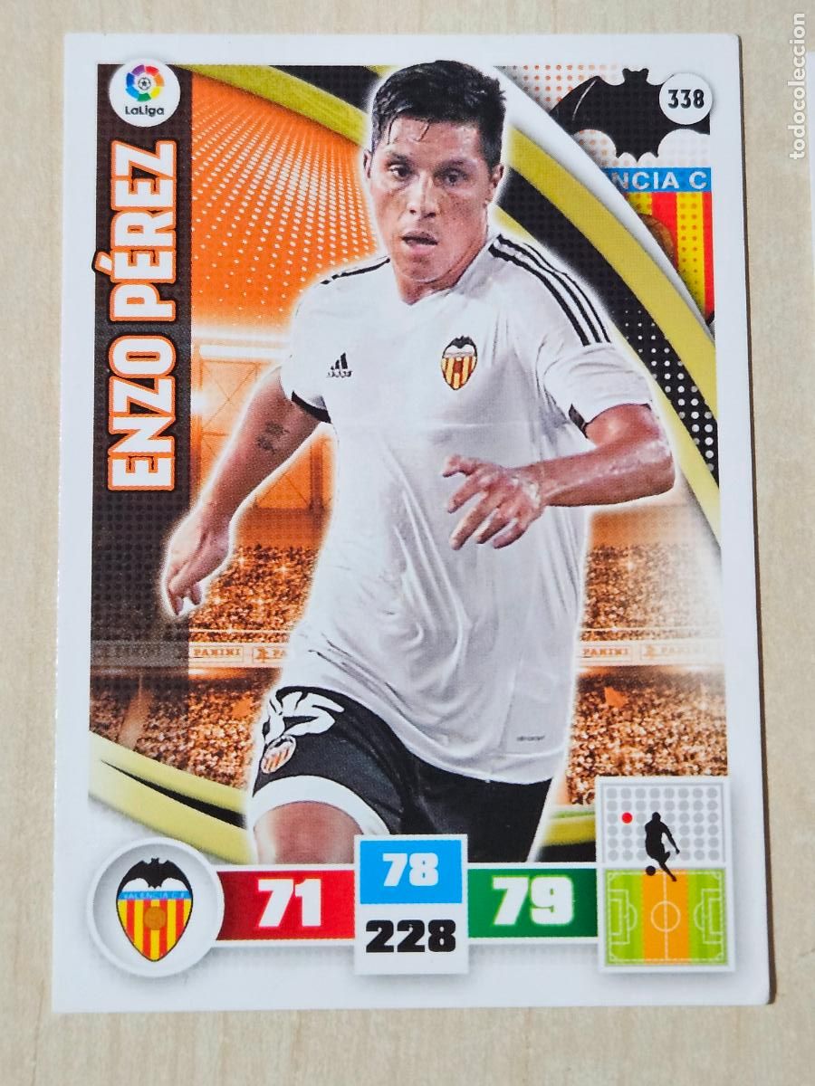 Cromos de f&uacute;tbol: FICHA N&ordm; 338 ENZO PEREZ - ADRENALYN 15 16 - PANINI 2015 -16 - CROMO - VALENCIA