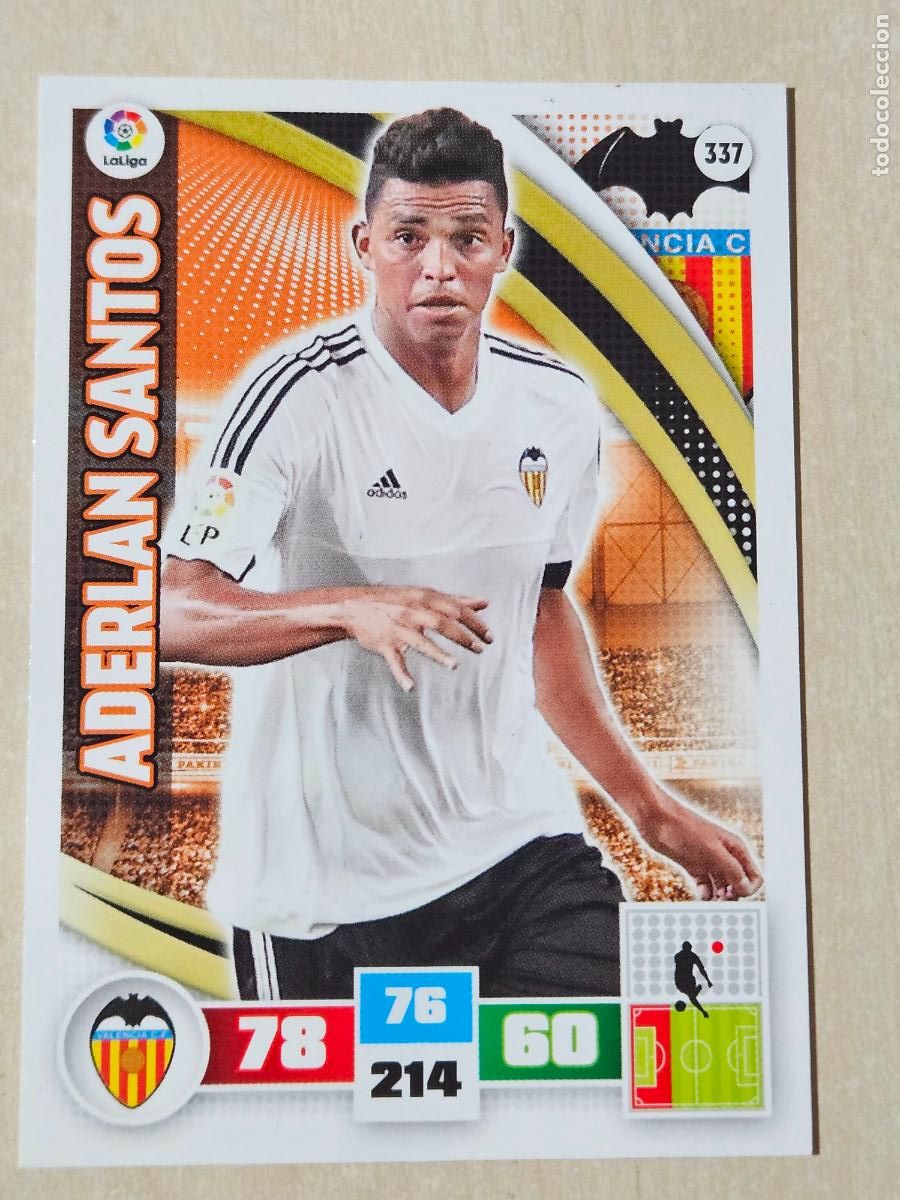 Cromos de f&uacute;tbol: FICHA N&ordm; 337 ADERLAN SANTOS - ADRENALYN 15 16 - PANINI 2015 -16 - CROMO - VALENCIA