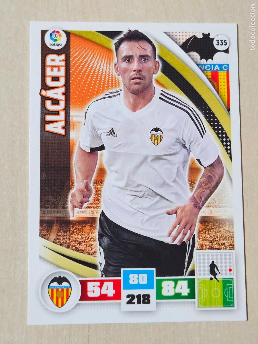 Cromos de f&uacute;tbol: FICHA N&ordm; 335 ALCACER - ADRENALYN 15 16 - PANINI 2015 -16 - CROMO - VALENCIA