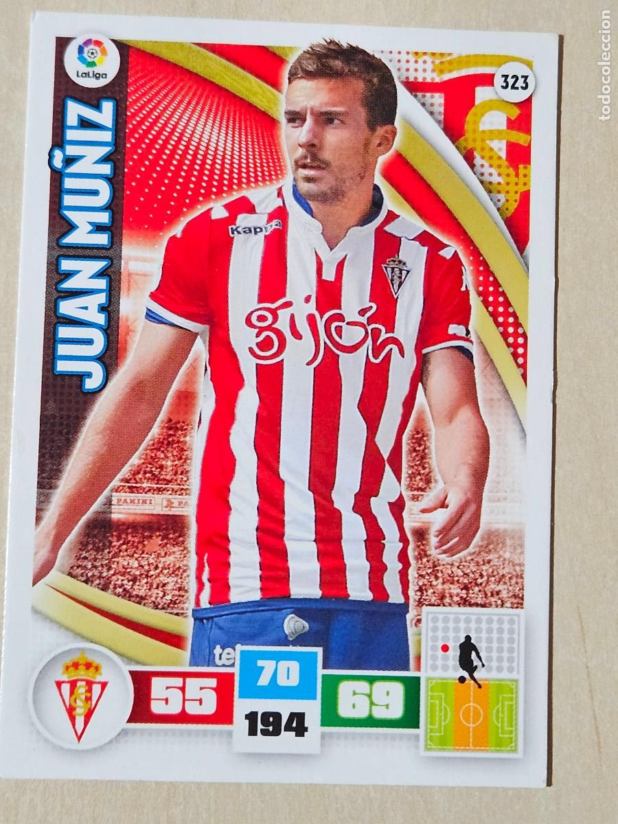 Cromos de f&uacute;tbol: FICHA N&ordm; 323 JUAN MU&Ntilde;IZ - ADRENALYN 15 16 - PANINI 2015 -16 - CROMO - SPORTING DE GIJON