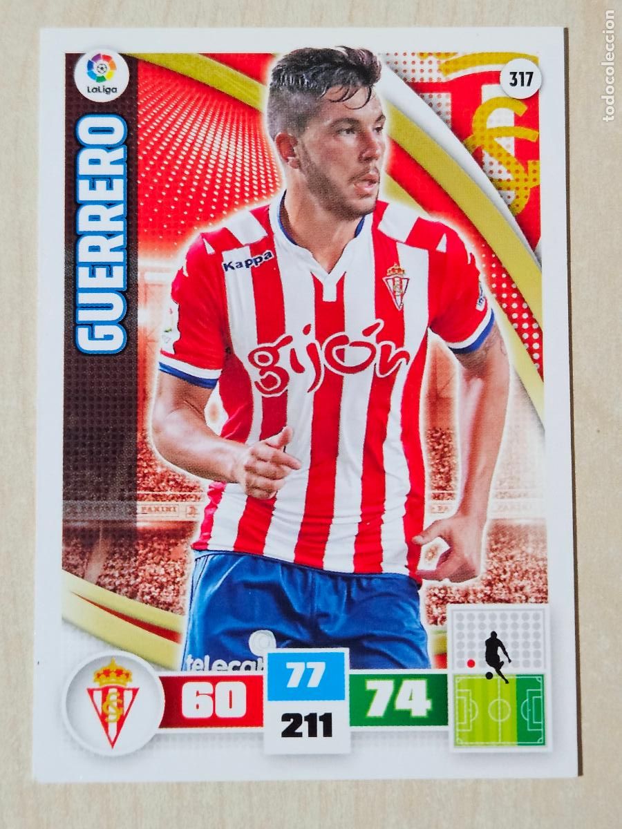 Cromos de f&uacute;tbol: FICHA N&ordm; 317 GUERRERO - ADRENALYN 15 16 - PANINI 2015 -16 - CROMO - SPORTING DE GIJON