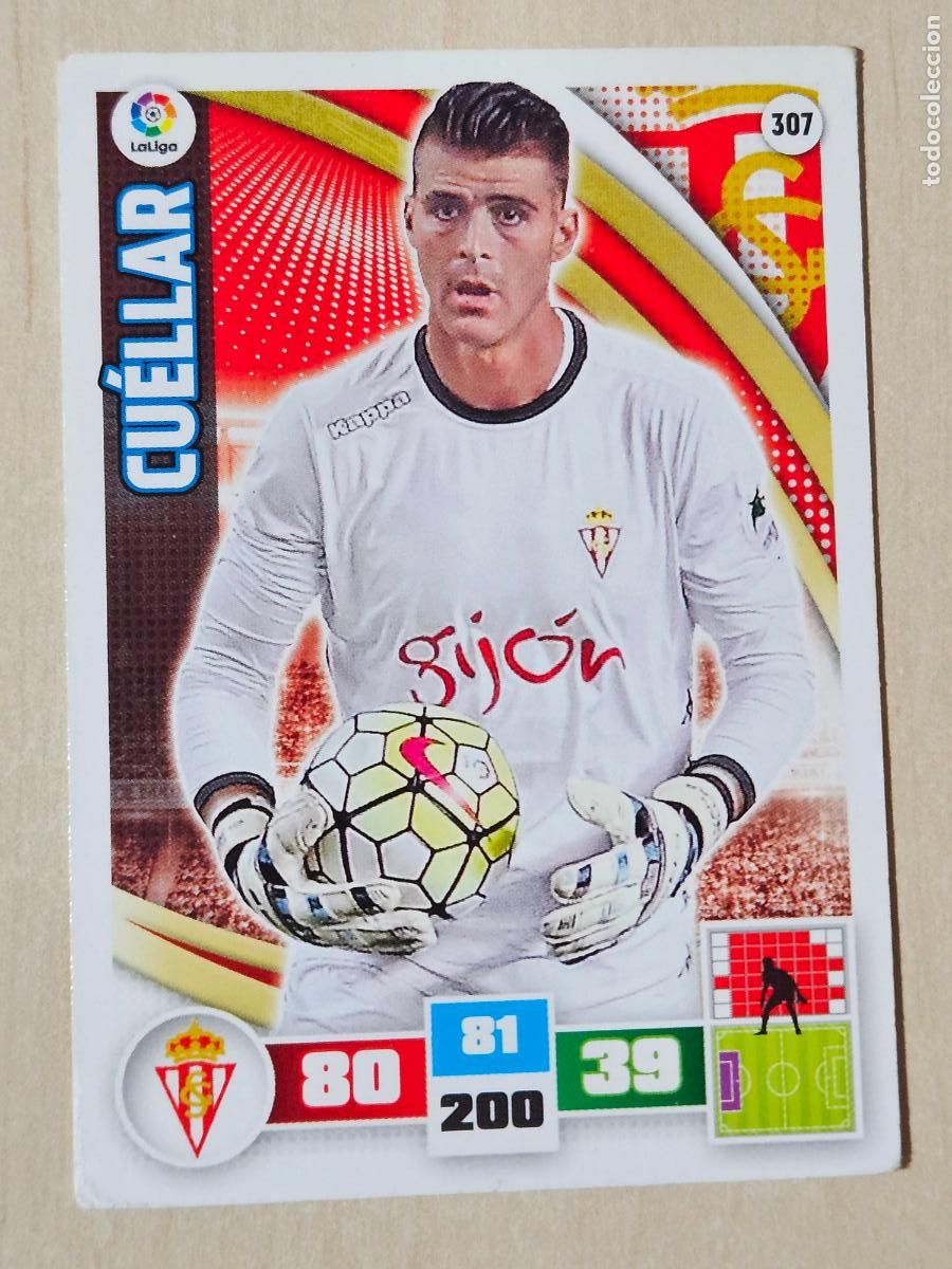 Cromos de f&uacute;tbol: FICHA N&ordm; 307 CUELLAR - ADRENALYN 15 16 - PANINI 2015 -16 - CROMO - SPORTING DE GIJON