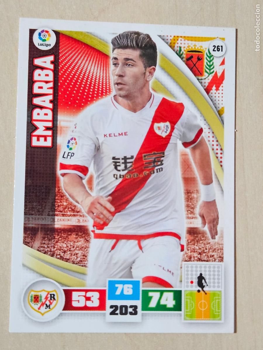 Cromos de f&uacute;tbol: FICHA N&ordm; 261 EMBARBA - ADRENALYN 15 16 - PANINI 2015 -16 - CROMO - RAYO VALLECANO