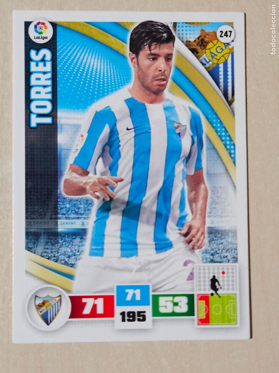 Cromos de f&uacute;tbol: FICHA N&ordm; 247 TORRES - ADRENALYN 15 16 - PANINI 2015 -16 - CROMO - MALAGA