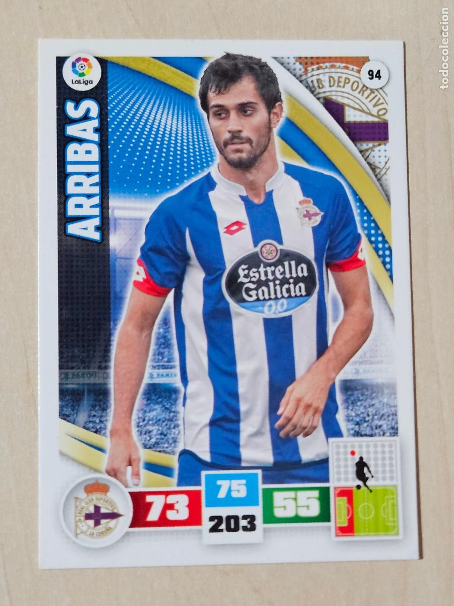 Cromos de f&uacute;tbol: FICHA N&ordm; 94 ARRIBAS - ADRENALYN 15 16 - PANINI 2015 -16 - CROMO - DEPORTIVO DE LA CORU&Ntilde;A