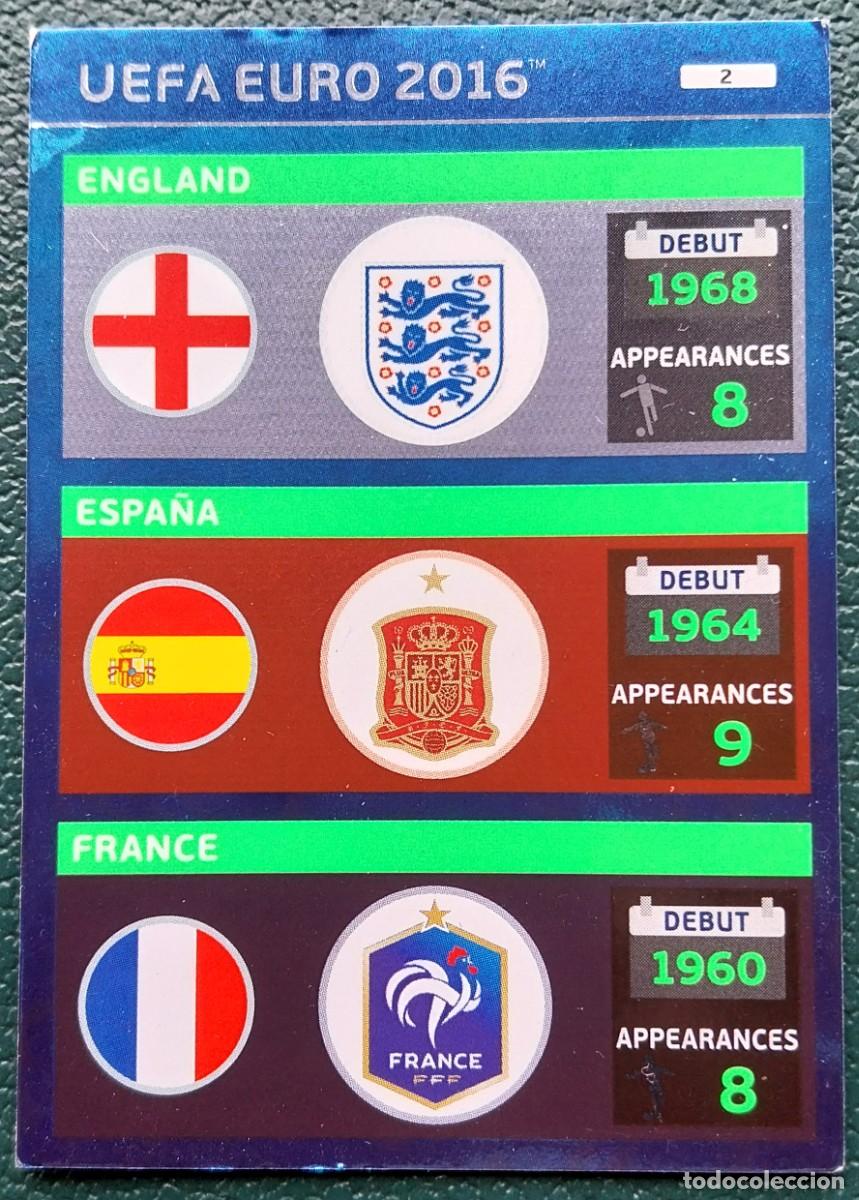 Cromos de f&uacute;tbol: 2 LOGO INGLATERRA / ESPA&Ntilde;A / FRANCIA FICHAS ALBUM ADRENALYN XL EUROCOPA FRANCIA 2016