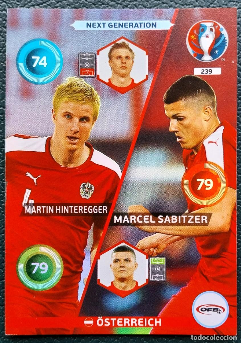 Cromos de f&uacute;tbol: 239 HINTEREGGER / SABITZER AUSTRIA FICHAS ALBUM ADRENALYN XL EUROCOPA FRANCIA 2016