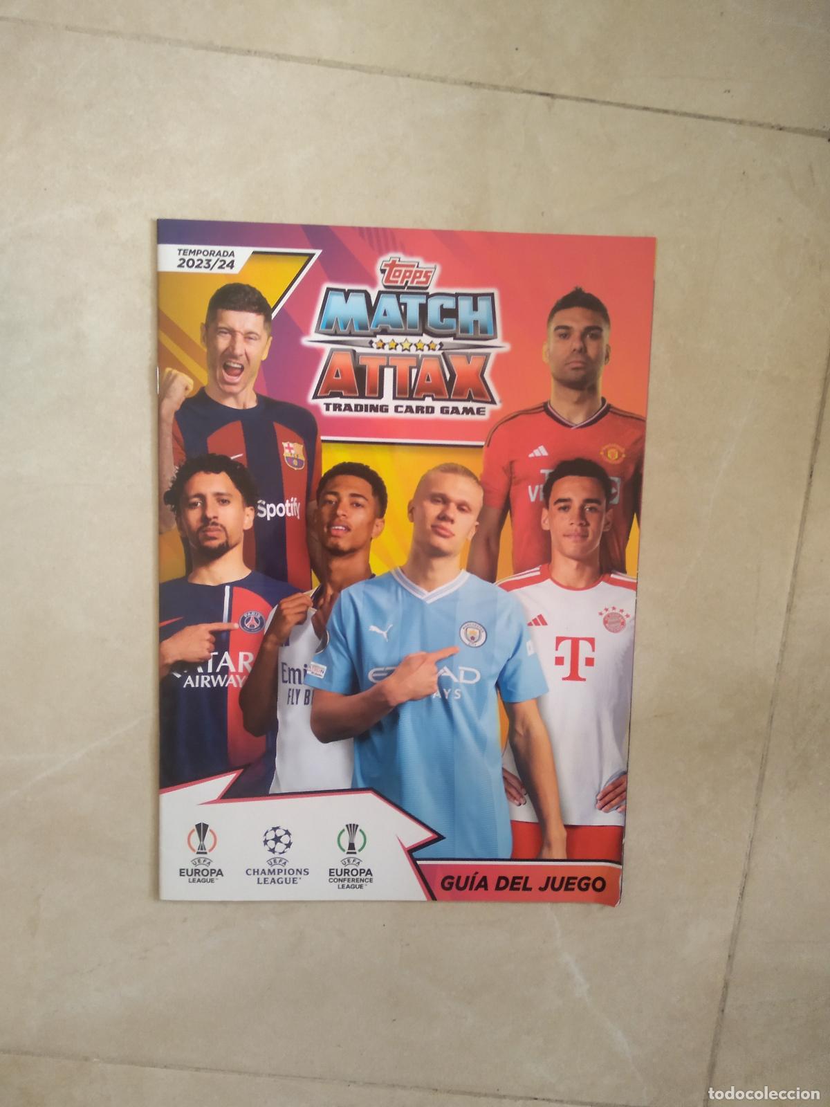 Cromos de f&uacute;tbol: GUIA DEL JUEGO CROMO FUTBOL TOPPS 2023-2024 MATCH ATTAX 23-24 HAALAND BELLINGHAM LEWANDOWSKI