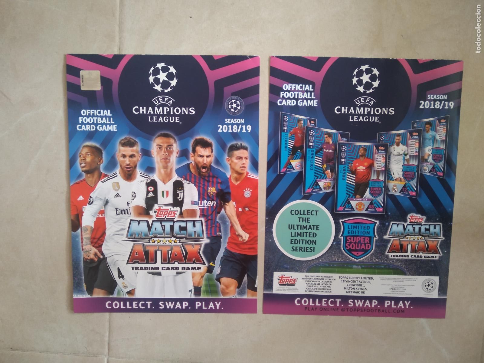 Cromos de f&uacute;tbol: PORTADA CONTRAPORTADA CROMO FUTBOL TOPPS 2018-2019 MATCH ATTAX 18-19 MESSI CRISTIANO RONALDO RAMOS