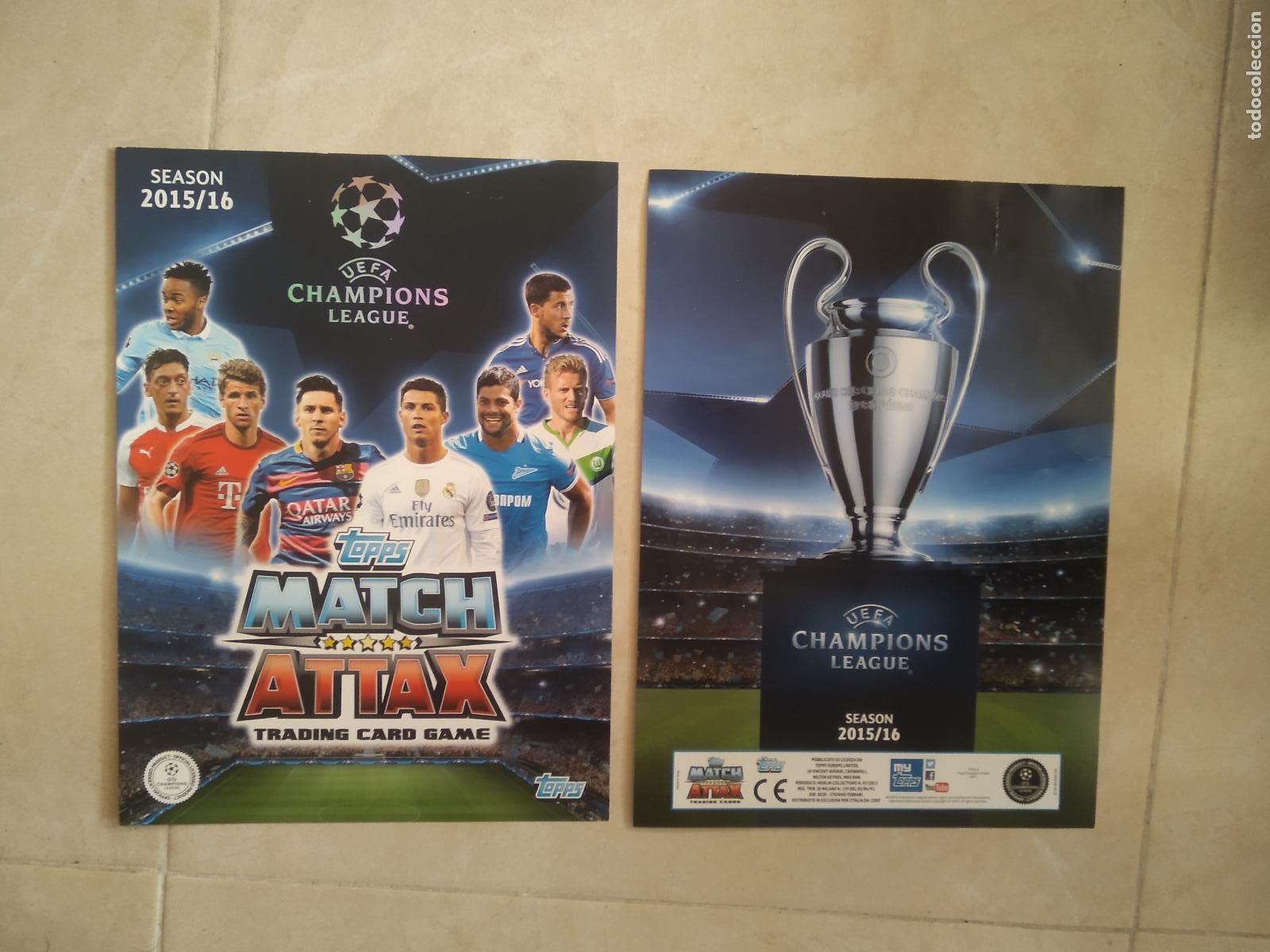 Fu&szlig;ball-Sticker: PORTADA CONTRAPORTADA CROMO FUTBOL TOPPS 2015-2016 MATCH ATTAX 15-16 MESSI CRISTIANO OZIL MULLER