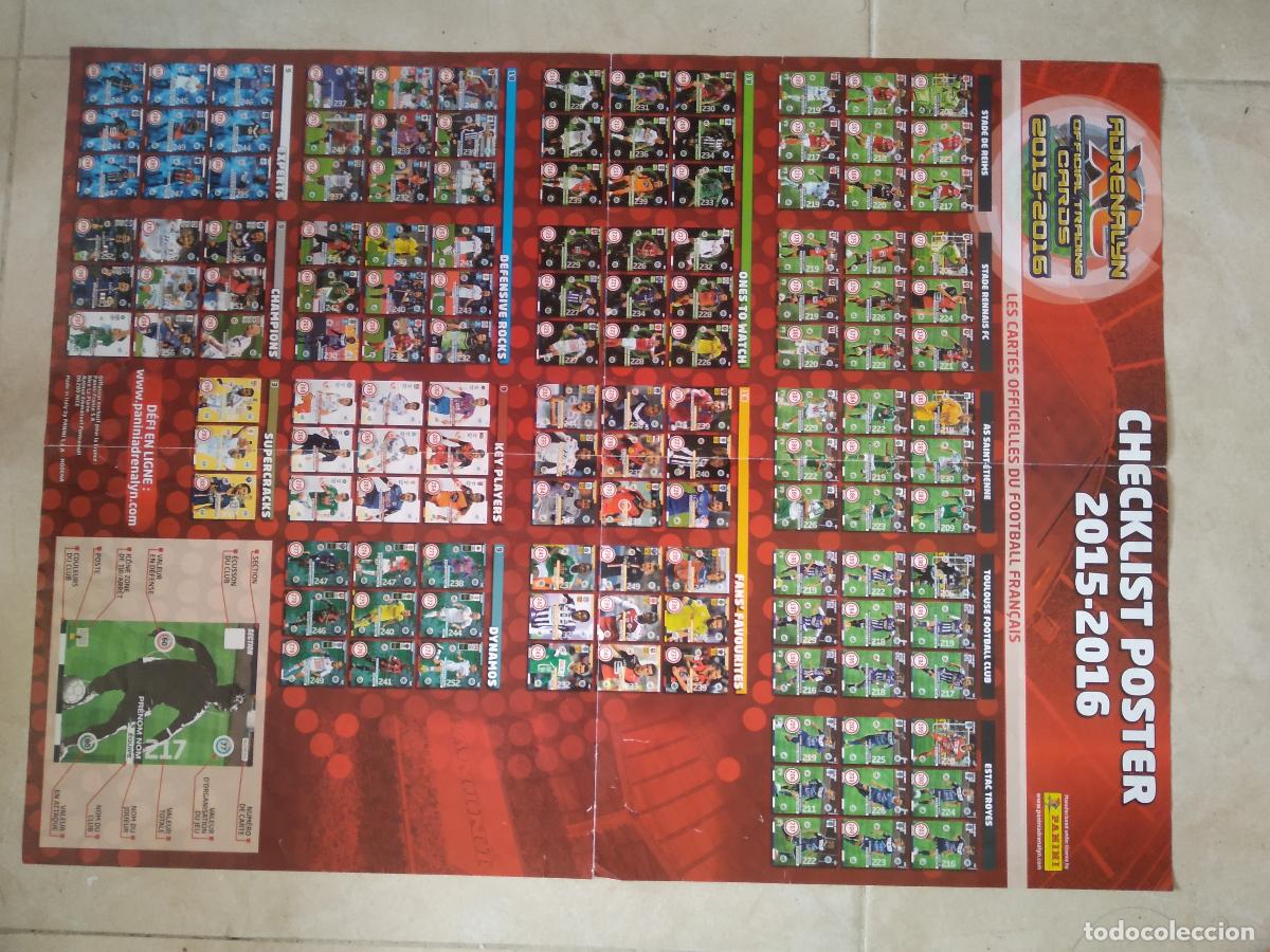 Cromos de f&uacute;tbol: CHECKLIST INDICE POSTER CROMO FUTBOL PANINI 15-16 LIGA FRANCIA ADRENALYN 2015-2016