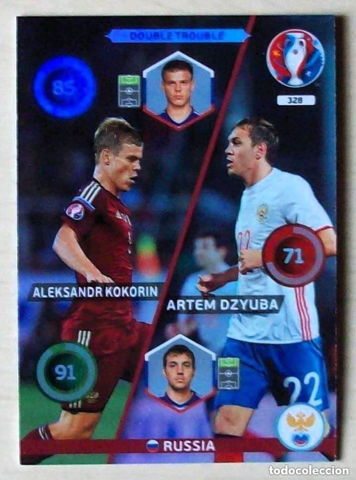 Fu&szlig;ball-Sticker: 328 KOKORIN / DZYUBA RUSIA FICHAS ALBUM ADRENALYN XL EUROCOPA FRANCIA 2016