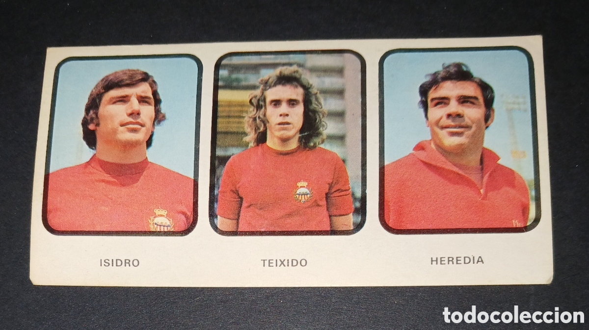 Fu&szlig;ball-Sticker: Cromo sin pegar RCD Mallorca N&ordm; 54 - Isidro, Teixid&oacute;, Heredia - Ruiz Romero Liga 1973-1974