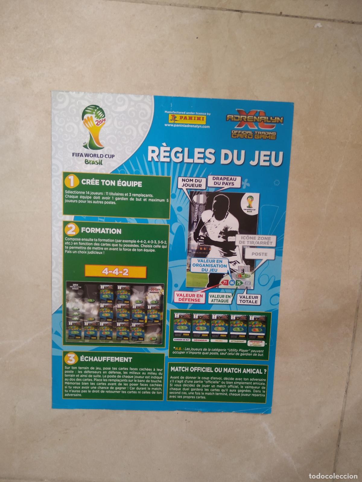 Cromos de f&uacute;tbol: REGLAS DEL JUEGO REGLES DU JEU CROMO FUTBOL PANINI ADRENALYN MUNDIAL 2014