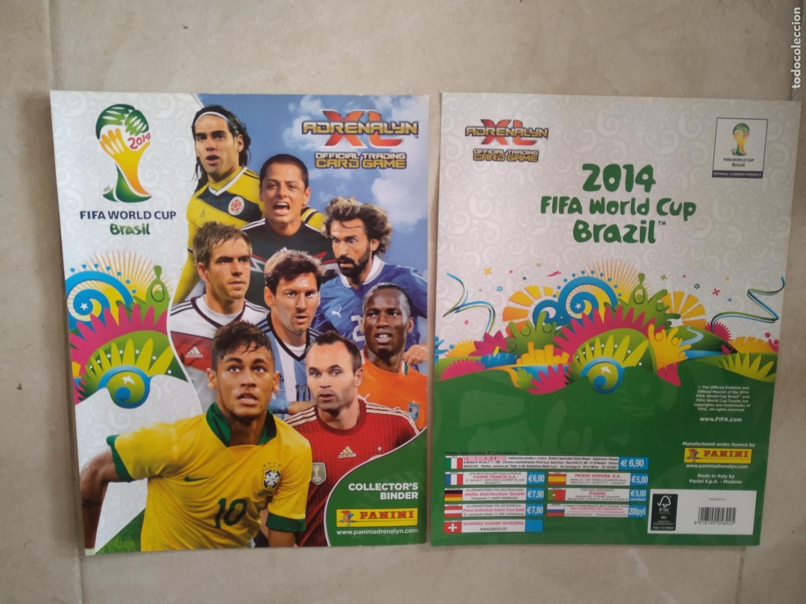 Cromos de f&uacute;tbol: PORTADA CONTRAPORTADA CROMO FUTBOL PANINI ADRENALYN MUNDIAL 2014 MESSI PIRLO INIESTA NEYMAR FALCAO