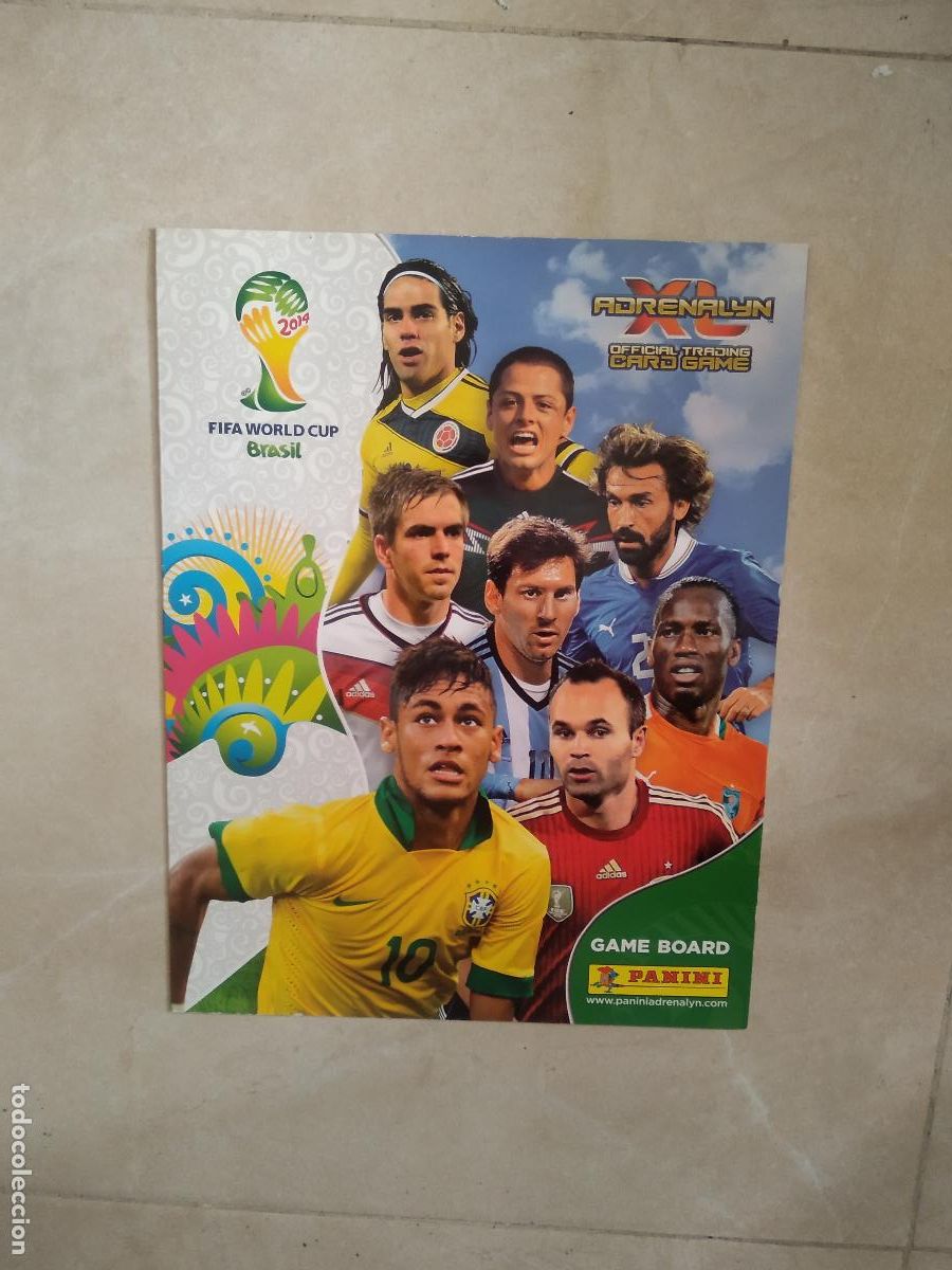 Cromos de f&uacute;tbol: TABLERO JUEGO CROMO FUTBOL PANINI ADRENALYN MUNDIAL 2014 MESSI PIRLO INIESTA NEYMAR FALCAO DROGBA