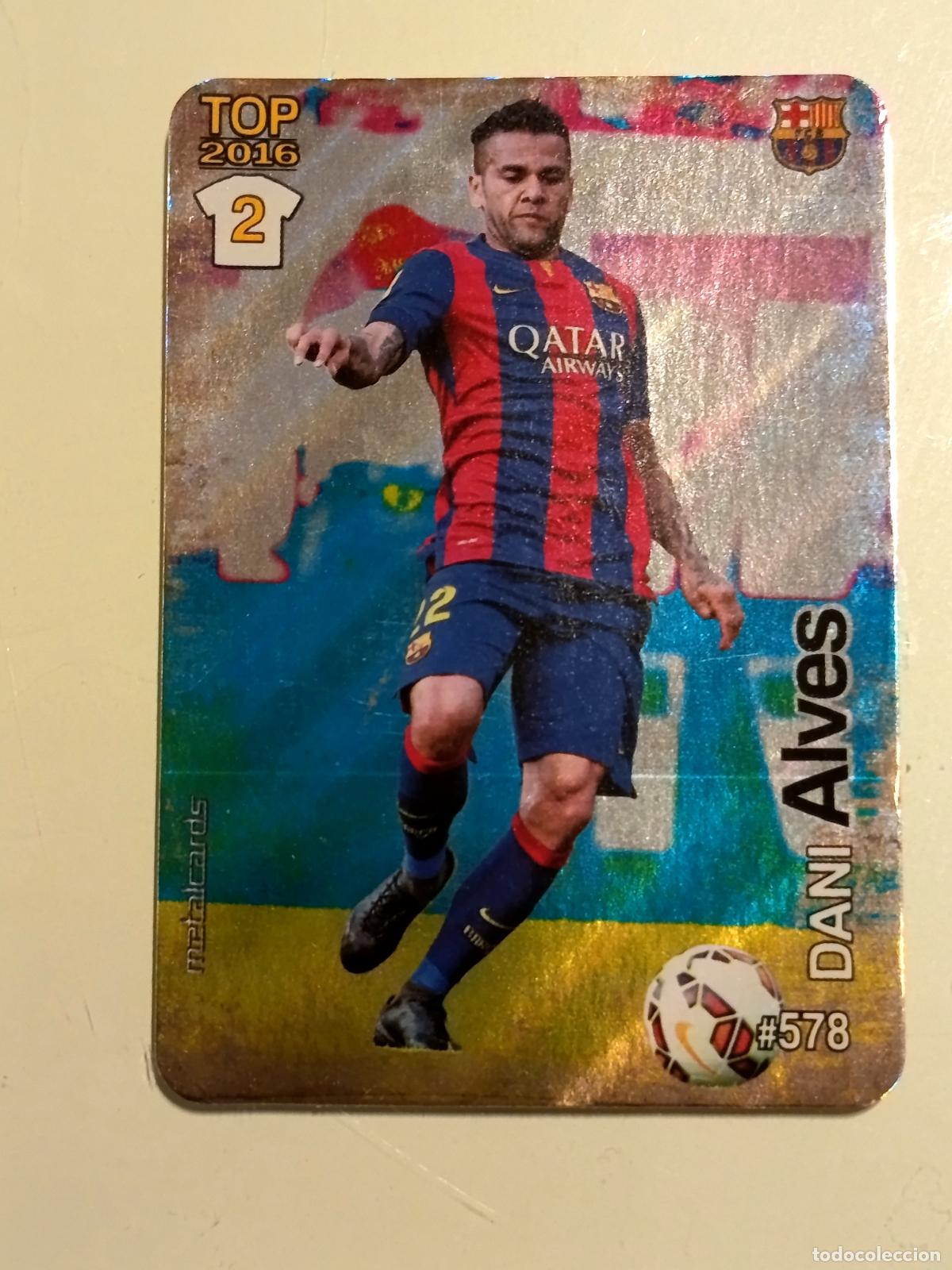 Fu&szlig;ball-Sticker: 578 DANI ALVES. FC BARCELONA. RAYAS DIAGONAL. LAS FICHAS QUIZ DE LA LIGA 2016