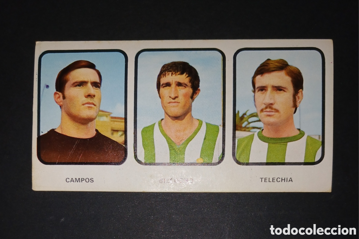 Cartes &agrave; collectionner de Football: Cromo F&uacute;tbol 1973-74 Ruiz Romero N&ordm; 15 Betis - Campos, Bizcocho, Telech&iacute;a - Sin pegar