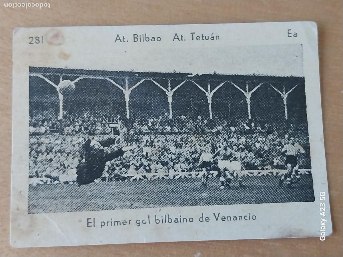 Cromos de f&uacute;tbol: 1951 1952 VENANCIO BILBAO CONTRA AT TETUAN ED KROMEL CROMO 281 ORIGINAL 6X4CMS APROX