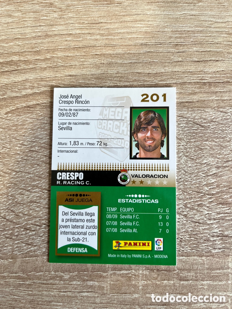 Cromos de f&uacute;tbol: 201 CRESPO MEGACRACKS MGK 2009 2010 09 10 RACING DE SANTANDER