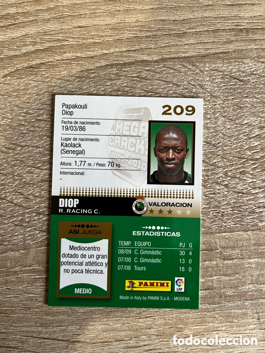 Cromos de f&uacute;tbol: 209 DIOP MEGACRACKS MGK 2009 2010 09 10 RACING DE SANTANDER