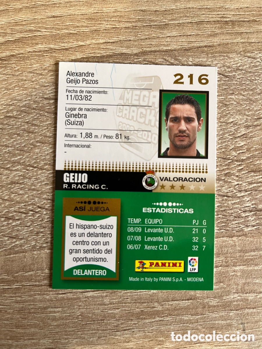 Cromos de f&uacute;tbol: 216 GEIJO MEGACRACKS MGK 2009 2010 09 10 RACING DE SANTANDER