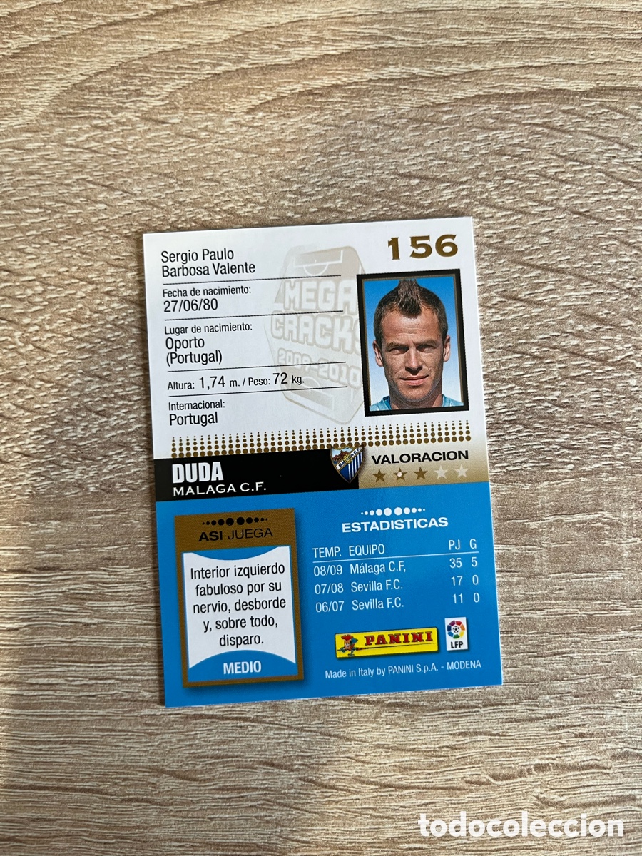 Cromos de f&uacute;tbol: 156 DUDA MEGACRACKS MGK 2009 2010 09 10 M&Aacute;LAGA