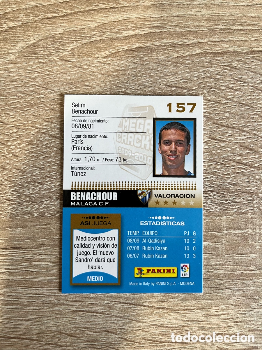 Cromos de f&uacute;tbol: 157 BENACHOUR MEGACRACKS MGK 2009 2010 09 10 M&Aacute;LAGA