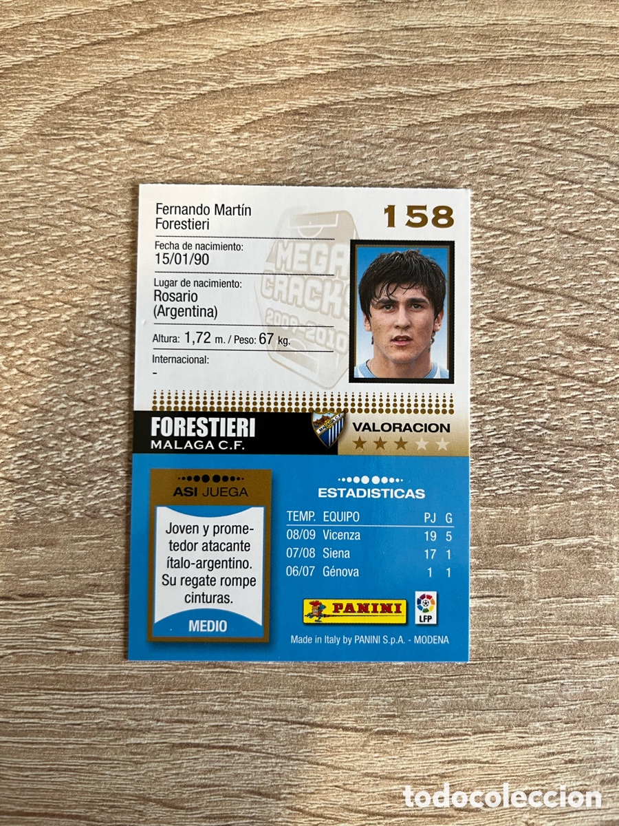 Cromos de f&uacute;tbol: 158 FORESTIERI MEGACRACKS MGK 2009 2010 09 10 M&Aacute;LAGA