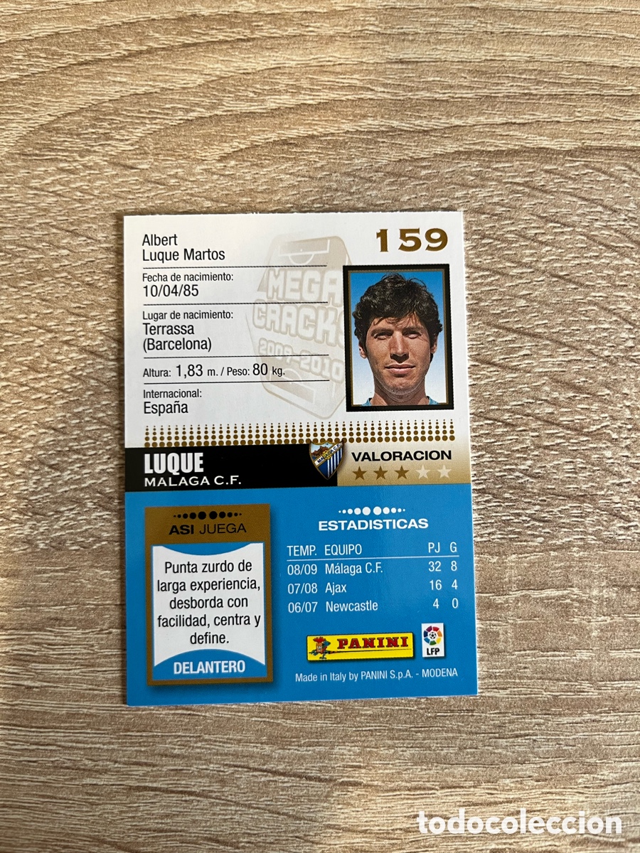 Cromos de f&uacute;tbol: 159 LUQUE MEGACRACKS MGK 2009 2010 09 10 M&Aacute;LAGA