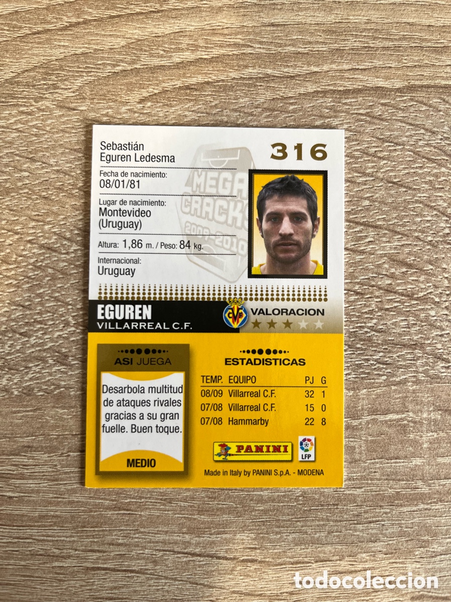 Cromos de f&uacute;tbol: 316 EGUREN MEGACRACKS MGK 2009 2010 09 10 VILLARREAL