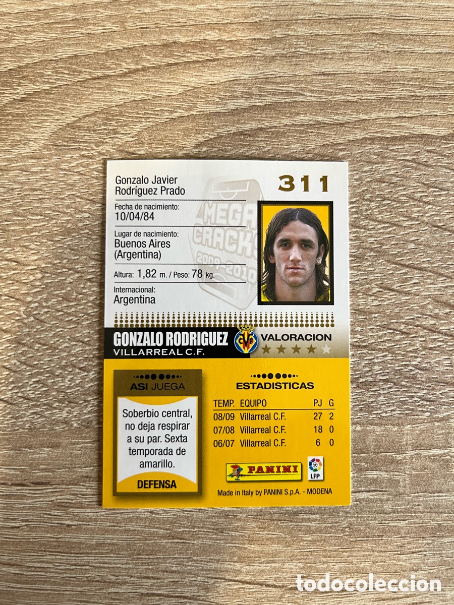 Cromos de f&uacute;tbol: 311 GONZALO RODR&Iacute;GUEZ MEGACRACKS MGK 2009 2010 09 10 VILLARREAL