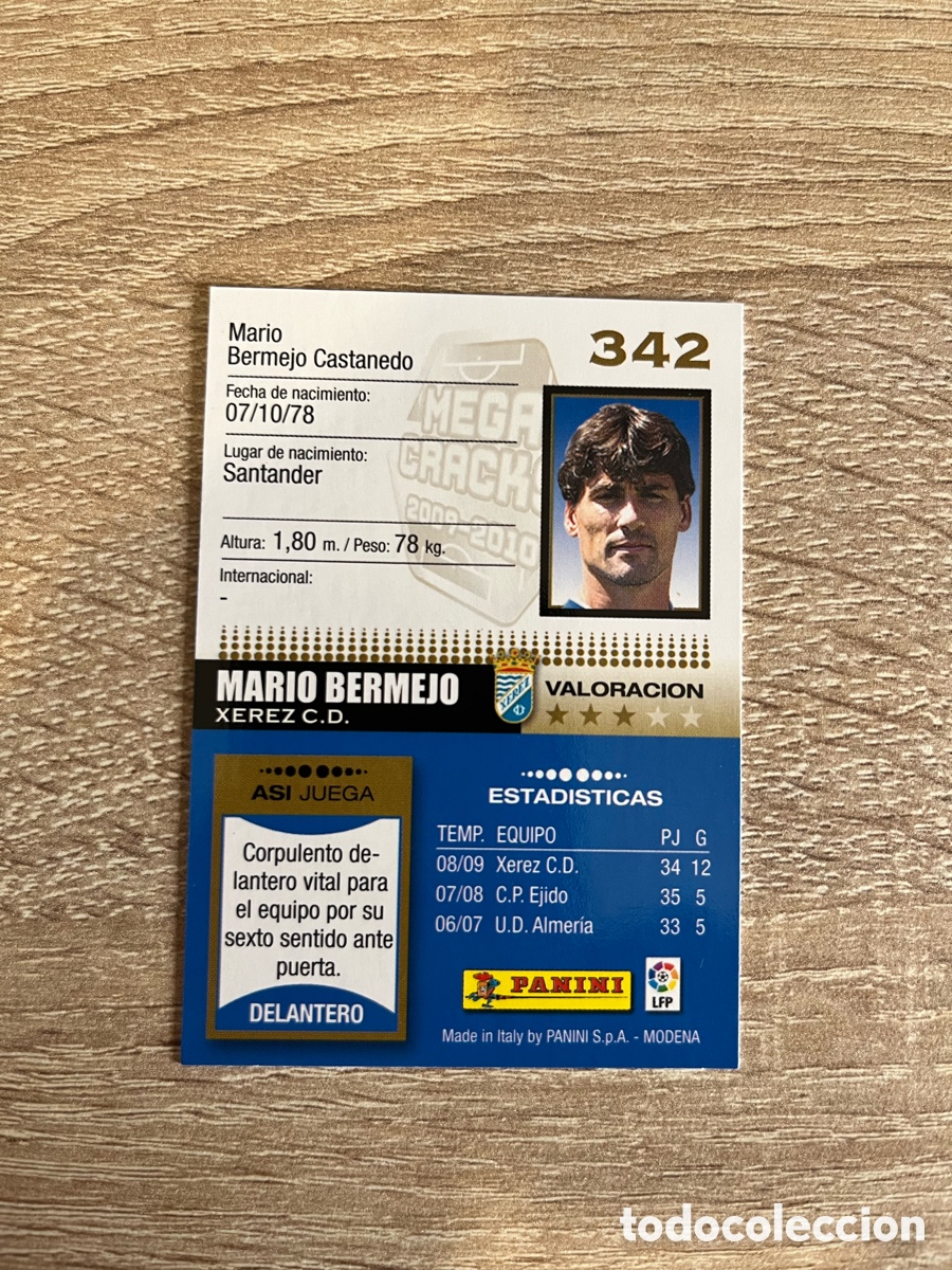 Cromos de f&uacute;tbol: 342 MARIO BERMEJO MEGACRACKS MGK 2009 2010 09 10 XEREZ