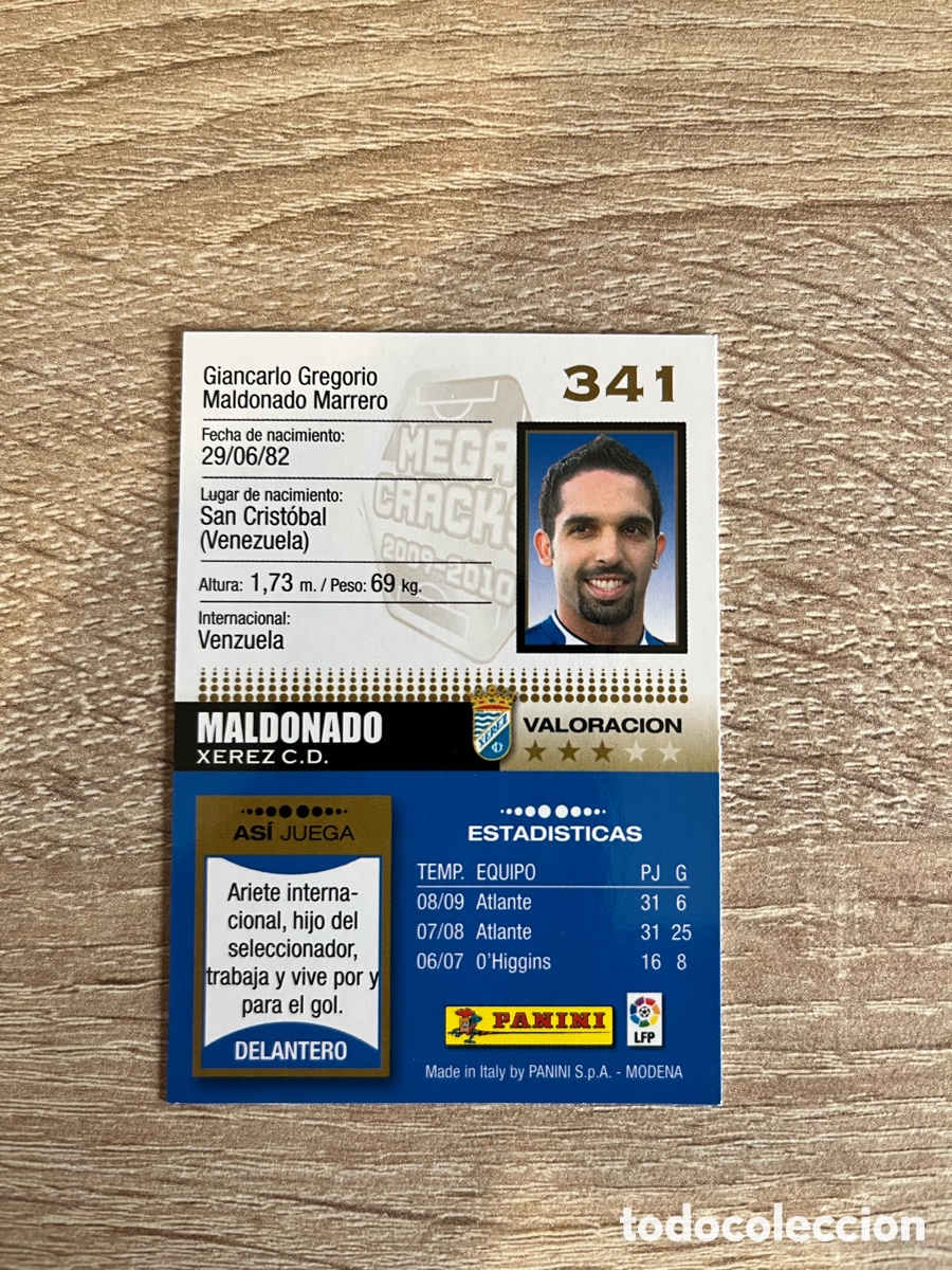 Cromos de f&uacute;tbol: 341 MALDONADO MEGACRACKS MGK 2009 2010 09 10 XEREZ