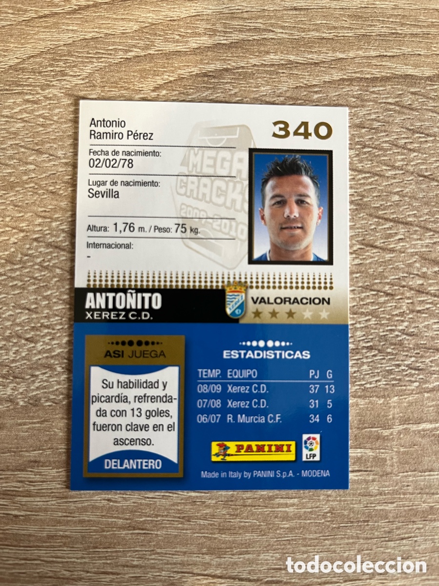 Cromos de f&uacute;tbol: 340 ANTO&Ntilde;ITO MEGACRACKS MGK 2009 2010 09 10 XEREZ