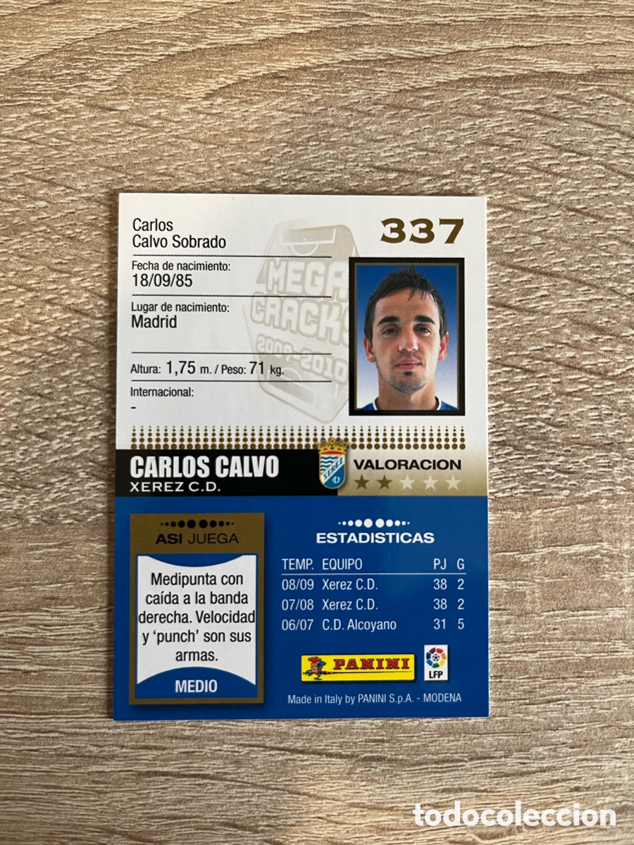 Football Stickers: 337 CARLOS CALVO MEGACRACKS MGK 2009 2010 09 10 XEREZ